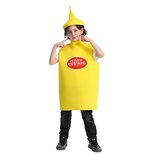 DSplay Senf-Ketchup-Kostüm für Kinder, Halloween-Party (7-9 Jahre, gelb) von DSPLAY