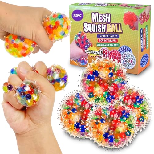 Anti-Stressball Set 12Pcs,Anti Stress BäLle Kinder Bunte,Stress Reliever Balls Fidget Toys,Squishy Balls Mit Wasser Perle,Dekompression Spielzeug FüR Kinder Erwachsene Geburtstag Geschenke Autismus von DSTLWBCS