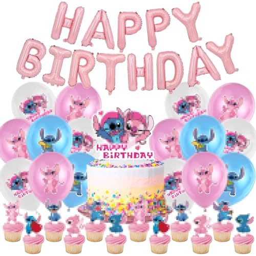 Geburtstag Deko 44 Stück, Kindergeburtstag Luftballons, Themenparty, Cupcake Topper, Geburtstag Banner, Kuchen Dekoration, Jungen und Mädchen Geburtstagsparty Zubehör von DSTLWBCS
