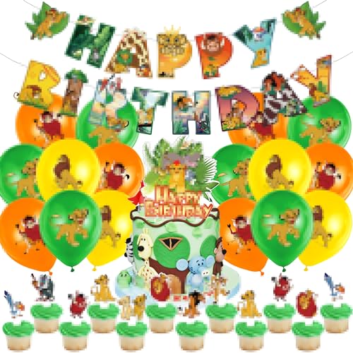 Party Zubehör,Geburtstag Deko Set 36 Stück, Kindergeburtstag Luftballon, Cupcake Topper, Geburtstag Banner, Kuchen Dekoration, Jungen und Mädchen Geburtstagsparty von DSTLWBCS