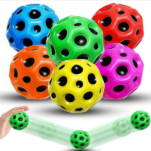 Gummiball Kinder 6 Stück,Astro Jump Ball Bunt,Hüpfball 7 cm, Spaceball Set,Moon Ball Bunt,Springball,Bouncy Ball Spiel,Spaceball Moon Ball,Jump Ball Set,Hüpfball Spielzeug Geschenke für Kinder von DSTLWBCS