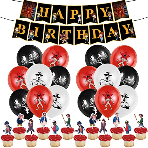 Strang Geburtstag Deko Set 43 Stück, Strang Party Zubehör,Ballon, Geburtstag Luftballon, Cupcake Dekoration, Geburtstag Banner, Junge Mädchen Geburtstagsparty Dekoration von DSTLWBCS