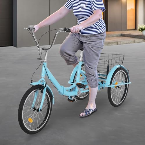 20 Zoll Dreirad für Erwachsene, DSYOGX Klappbar 3-Rad-Fahrrad Blau Dreiräder aus Stahl mit hohem Kohlenstoffgehalt Höhenverstellbar Dreiräder für Senioren, Männer, Frauen 20 Zoll Dreirad für Erwachsene, DSYOGX Klappbar 3-Rad-Fahrrad Blau Dreiräder aus Stahl mit hohem Kohlenstoffgehalt Höhenverstellbar Dreiräder für Senioren, Männer, Frauen von DSYOGX