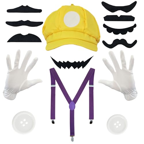 DTAOZFA 13 Stücke Super Brothers Zubehör, Super Bros Kostüm für Cosplay, Erwachsene Karneval Mütze Hut(14, gelber Hut, M) von DTAOZFA