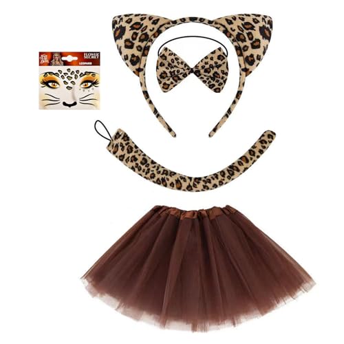 DTOHMOM Tierkostüm Kinder Tutu Rock mit Zubehör Tier Ohren Stirnband Fliege Tierpfoten Schwanz Tier Verkleiden Karneval Party Halloween Kostüm für Mädchen (Spielzeug (COS BZ)) von DTOHMOM