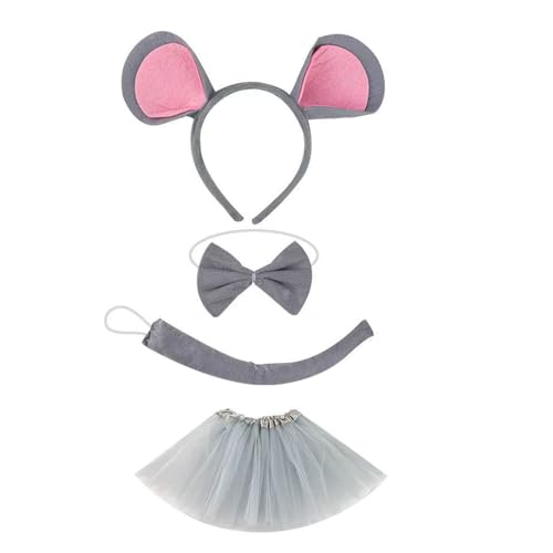 DTOHMOM Tierkostüm Kinder Tutu Rock mit Zubehör Tier Ohren Stirnband Fliege Tierpfoten Schwanz Tier Verkleiden Karneval Party Halloween Kostüm für Mädchen (Spielzeug (COS HUI S)) von DTOHMOM