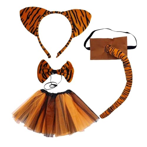 DTOHMOM Tierkostüm Kinder Tutu Rock mit Zubehör Tier Ohren Stirnband Fliege Tierpfoten Schwanz Tier Verkleiden Karneval Party Halloween Kostüm für Mädchen (Spielzeug (COS LF)) von DTOHMOM