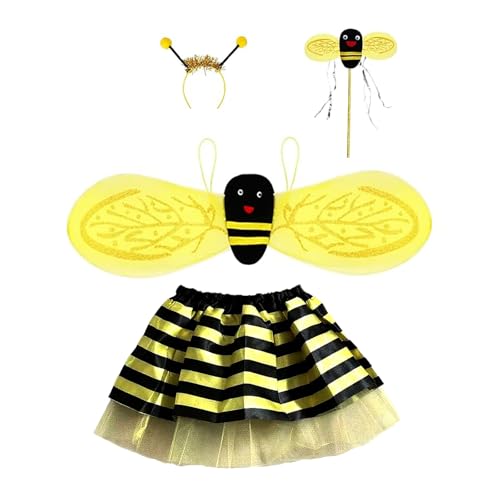 DTOHMOMKinder Bienen Kostüm Ladybug Kostüm Streifen Kleid für Karneval Halloween Rollenspiel Kostüm (Gelb1) von DTOHMOM