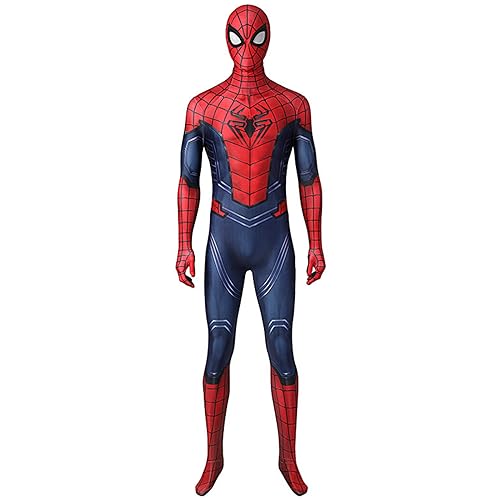 DTREEL Spider Man Kostüm Erwachsene，Halloween Cosplay Spiderman Costume，Halloween Superhelden Spiderman Suit，Abnehmbare Maske，Partykostüm für Kinder von 12 bis 24 Jahren.(Size:XL,Color:Blue) von DTREEL