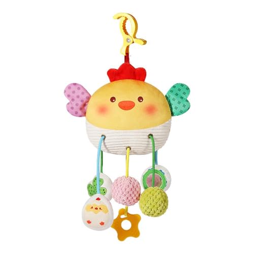 DTREELS Autositz- und Kinderwagen-Spielzeug für Babys von 0–6 Monaten, Krabben-Babyautositz-Spielzeug mit Rasseln, Glocke, Klemme, Spiegel, Knistern, quadratisch von DTREELS