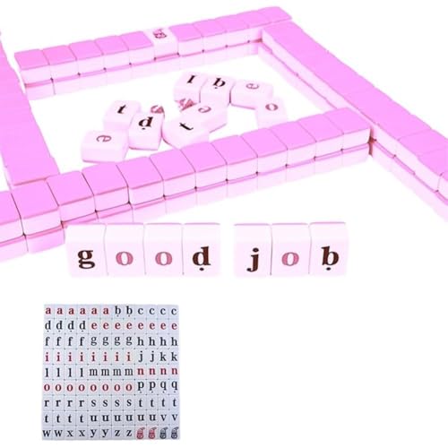 DTREELS Mahjong Fliesenset, 108 Spielsteine, englische Rechtschreibung, Mahjong-Set, Rechtschreibung, englische Wörter, Alphabet, Mini-Set, Pa-Fliesen für Reisen, Mahjong von DTREELS