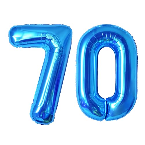 DTXLX 101,6 cm Zahlenballons, bunte Helium-Luftballons, selbstaufblasende Zahlenballons, Folienballon für Geburtstagsparty, Neujahrsdekoration, Jubiläumsdekoration, Firmenfeier (Blau #70), ZS002 von DTXLX
