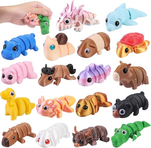 DTYDECLE 18 Stück Mini 3D Gedruckte Tiere, 3D Printed Animals Tierfiguren Spielzeug für Kindergeburstag Party Geschenke von DTYDECLE