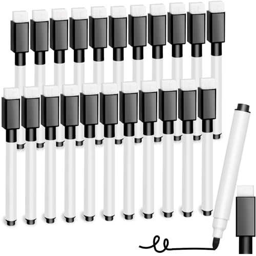 DTYDECLE 22 Stück Schwarze Whiteboard Stifte, Trockenlösch Abwischbare Marker Dry Wipe Markers mit Feiner Spitze für Büro Schule Zuhause von DTYDECLE
