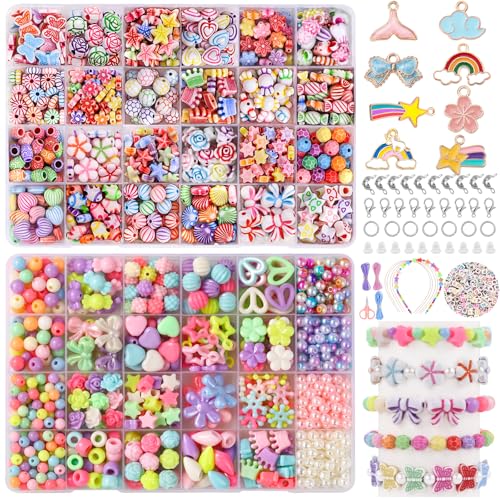 DTYDECLE Perlen zum Auffädeln Kinder Schmuck, DIY Bastelnperlen Set Armbänder selber Machen Halsketten für Mädchen Kunsthandwerk Geburstagsgeschenk DTYDECLE Perlen zum Auffädeln Kinder Schmuck, DIY Bastelnperlen Set Armbänder selber Machen Halsketten für Mädchen Kunsthandwerk Geburstagsgeschenk von DTYDECLE