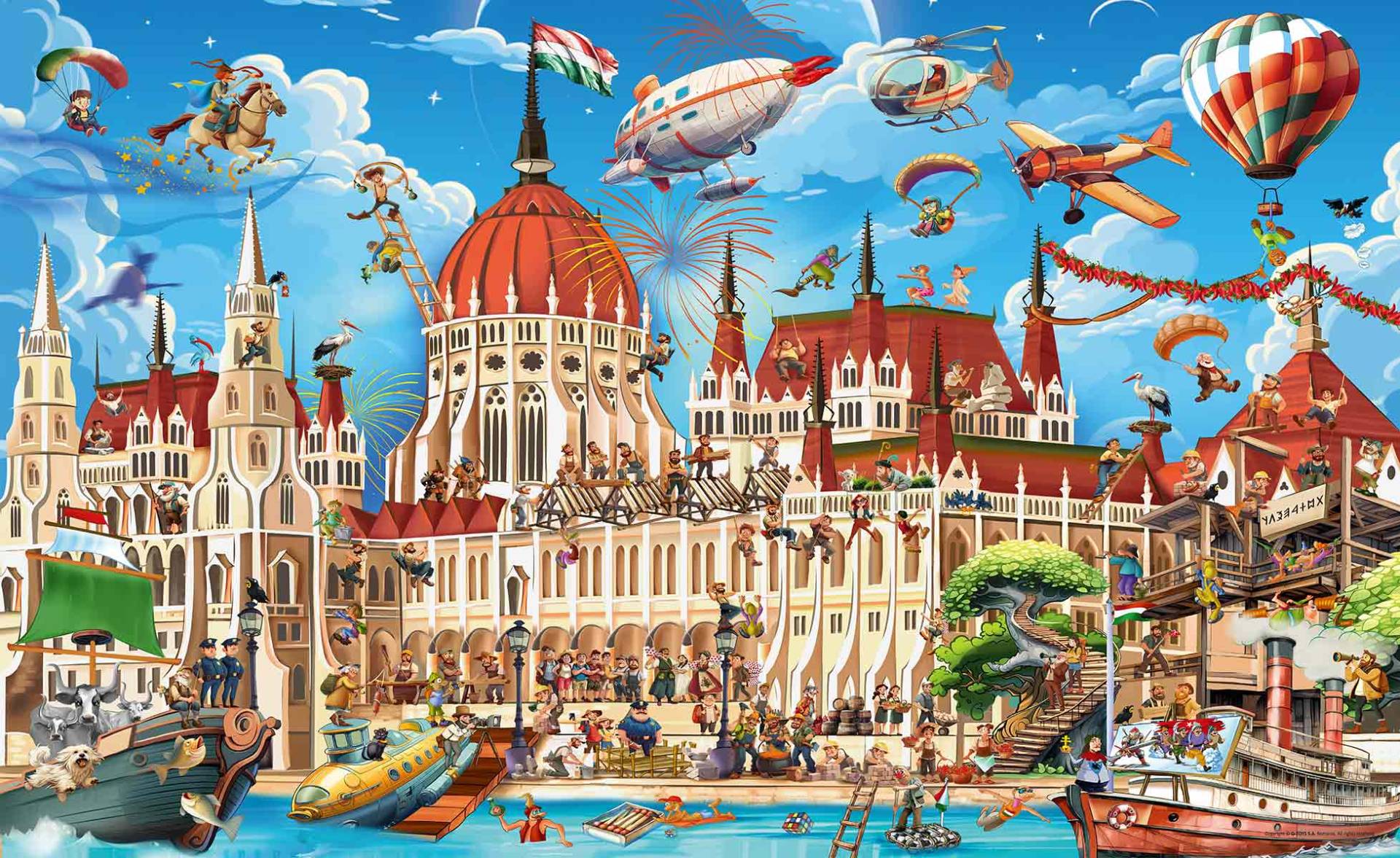 DToys Cartoon - Das Ungarische Parlament 1000 Teile Puzzle DToys-80936 von DToys