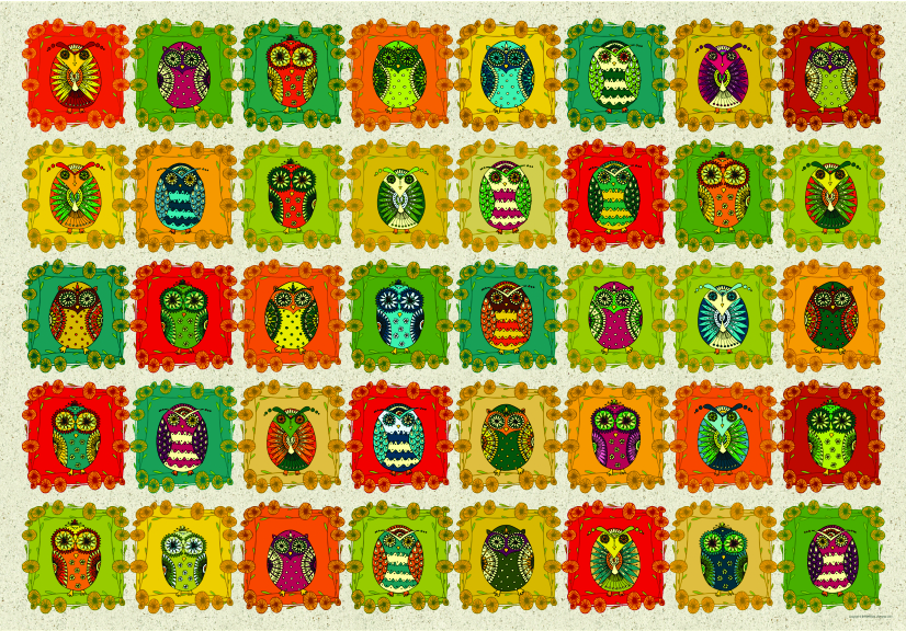 DToys David Katai Eszter : Pattern Owls 1000 Teile Puzzle Dtoys-77530 von DToys