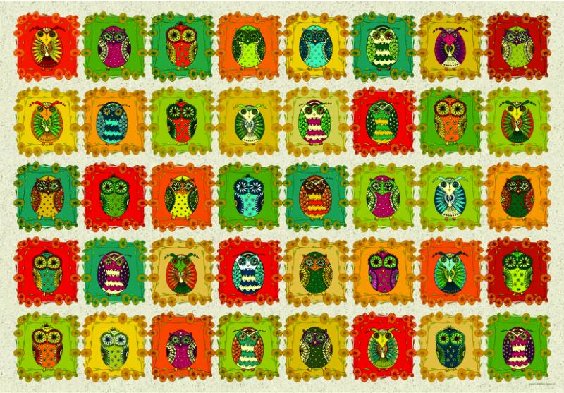 DToys David Katai Eszter : Pattern Owls 1000 Teile Puzzle Dtoys-77530 von DToys