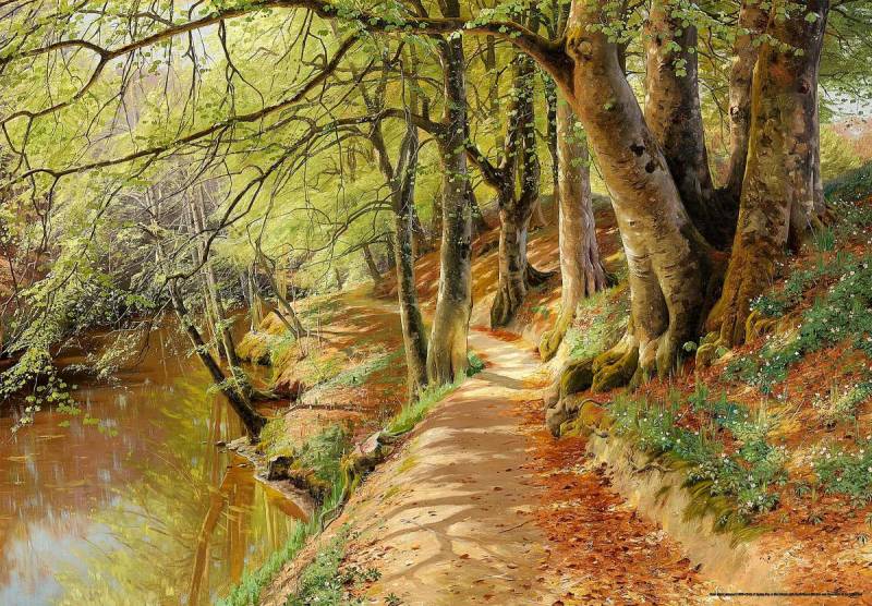 DToys Peder Mørk Mønsted - A Spring Day in the Woods with Fresh-Blown Beeches and Anemones in the Forest B 1000 Teile Puzzle Dtoys-77653 von DToys