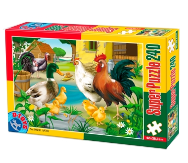 DToys Tiere vom Bauernhof: Huhn, Hahn, Ente und Kücken 240 Teile Puzzle Dtoys-60211-AN-01 von DToys