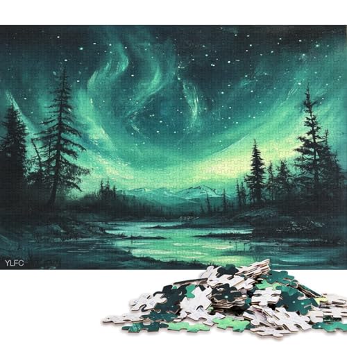 A Beautiful Rainbow Colored Aurora Puzzle HolzKunst Premium Polarlichter Nordlichter Kreativ Lustiges Plakat Puzzles Erwachsene Kinder 1000pcs (75x50cm) von DUABELPHF