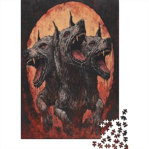 Cerberus Höllenhund Puzzle Holz Kunst Premium Barghest Puzzles Erwachsene Kinder 1000pcs (75x50cm) von DUABELPHF