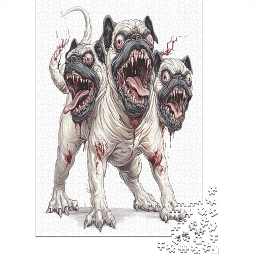 Cerberus Höllenhund Puzzle Holz Kunst Premium Barghest Puzzles Für Erwachsene Kinder 1000pcs (75x50cm) von DUABELPHF