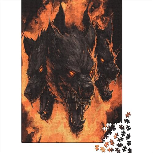 Cerberus Höllenhund Puzzle Holz Kunst Premium Barghest Puzzles Für Erwachsene Und Kinder Ab 13 Jahren 1000pcs (75x50cm) von DUABELPHF