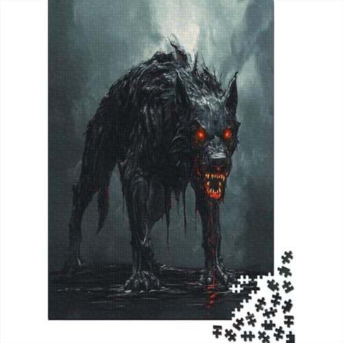 Cerberus Höllenhund Puzzle Holz Kunst Premium Barghest Puzzles Für Erwachsene Und Kinder Ab 13 Jahren 1000pcs (75x50cm) von DUABELPHF