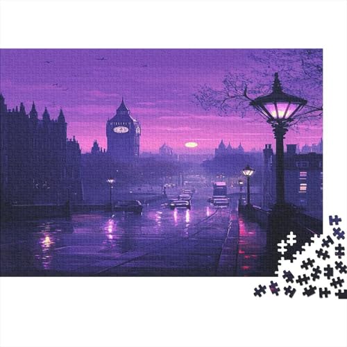Das skurrile London Puzzle HolzKunst Premium Londoner Landschaft Puzzl Kreativ Lustiges Puzzles Plakat Für Erwachsene Kinder 1000pcs (75x50cm) von DUABELPHF