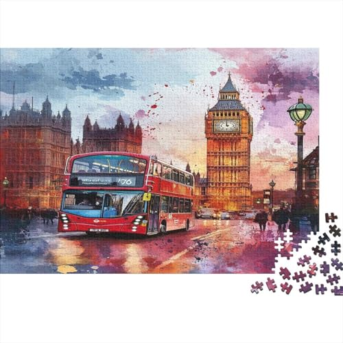 Das skurrile London Puzzle HolzKunst Premium Londoner Landschaft Puzzl Kreativ Lustiges Puzzles Plakat Für Erwachsene Kinder 1000pcs (75x50cm) von DUABELPHF