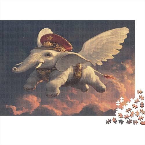 Elefanten-Puzzle HolzKunst Premium Cute Little Flying Elephant Spiel Entpacken Puzzles Plakat Für Erwachsene Kinder 1000pcs (75x50cm) von DUABELPHF