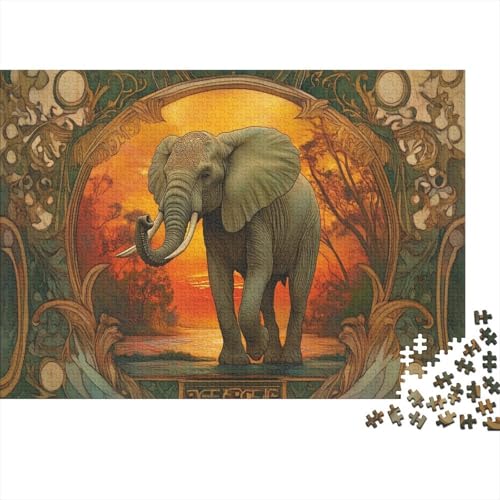 Elefanten-Puzzle HolzKunst Premium Fortune is Auspicious Spiel Entpacken Puzzles Plakat Für Erwachsene Kinder 1000pcs (75x50cm) von DUABELPHF
