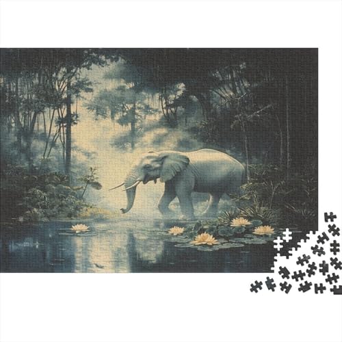 Elefanten-Puzzle HolzKunst Premium Fortune is Auspicious Spiel Entpacken Puzzles Plakat Für Erwachsene Kinder 1000pcs (75x50cm) von DUABELPHF