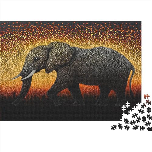 Elefanten-Puzzle HolzKunst Premium Leuchtend Elephant Legespiel- Erwachsenenpuzzle Puzzles Plakat Für Erwachsene Kinder 1000pcs (75x50cm) von DUABELPHF