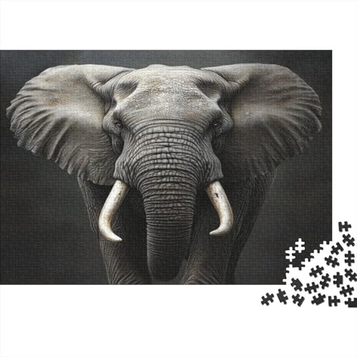 Elefanten-Puzzle HolzKunst Premium Realism Kreativ Lustiges Puzzles Plakat Für Erwachsene Kinder 1000pcs (75x50cm) von DUABELPHF