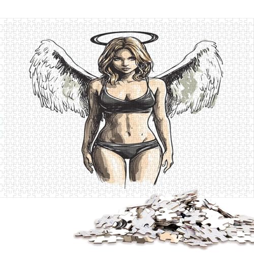 Engel Angelus Puzzle Puzzl Holz Kunst Premium Frauen Kreativ Lustiges Poster Puzzle Engel-Puzzle Für Erwachsene Und Kinder Ab 13 Jahren 1000pcs (75x50cm) von DUABELPHF