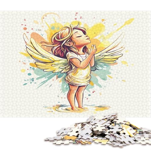 Engel Angelus Puzzle Puzzl Holz Kunst Premium Kleines Mädchen Kreativ Lustiges Poster Puzzle Engel-Puzzle Für Erwachsene Kinder 1000pcs (75x50cm) von DUABELPHF