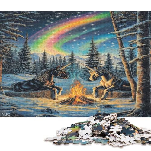 Farbige Aurora Puzzle HolzKunst Premium Polarlichter Nordlichter Kreativ Lustiges Plakat Puzzles Erwachsene Kinder 1000pcs (75x50cm) von DUABELPHF