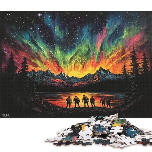 Farbige Aurora Puzzle HolzKunst Premium Polarlichter Nordlichter Kreativ Lustiges Plakat Puzzles Erwachsene Kinder 1000pcs (75x50cm) von DUABELPHF
