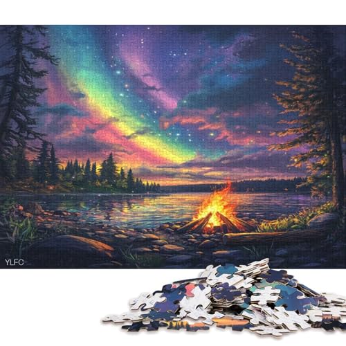 Farbige Aurora Puzzle HolzKunst Premium Polarlichter Nordlichter Kreativ Lustiges Plakat Puzzles Für Erwachsene Und Kinder Ab 13 Jahren 1000pcs (75x50cm) von DUABELPHF
