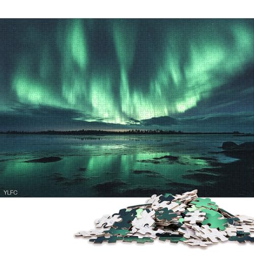 Farbige Aurora Puzzle HolzKunst Premium Polarlichter Nordlichter Kreativ Lustiges Plakat Puzzles Für Erwachsene Und Kinder Ab 13 Jahren 1000pcs (75x50cm) von DUABELPHF