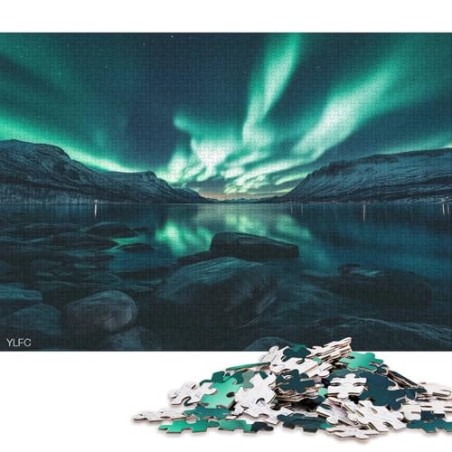 Farbige Aurora Puzzle HolzKunst Premium Polarlichter Nordlichter Kreativ Lustiges Plakat Puzzles Für Erwachsene Und Kinder Ab 13 Jahren 1000pcs (75x50cm) von DUABELPHF
