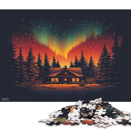 Farbige Aurora Puzzle HolzKunst Premium Polarlichter Nordlichter Legespiel- ErwachsenenpuzzlePoster Puzzles Für Erwachsene Und Kinder Ab 13 Jahren 1000pcs (75x50cm) von DUABELPHF