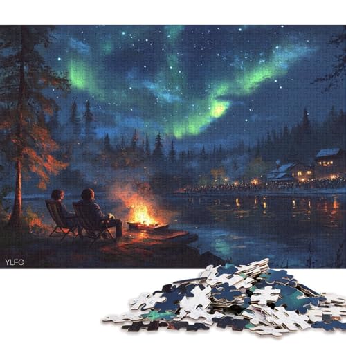 Farbige Aurora Puzzle HolzKunst Premium Polarlichter Nordlichter Poster Puzzles Für Erwachsene Und Kinder Ab 13 Jahren 1000pcs (75x50cm) von DUABELPHF