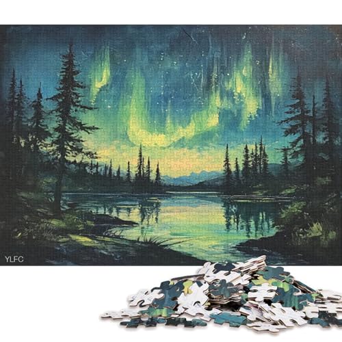 Farbige Aurora Puzzle HolzKunst Premium Polarlichter Nordlichter Stress AbbauenPoster Puzzles Erwachsene Kinder 1000pcs (75x50cm) von DUABELPHF