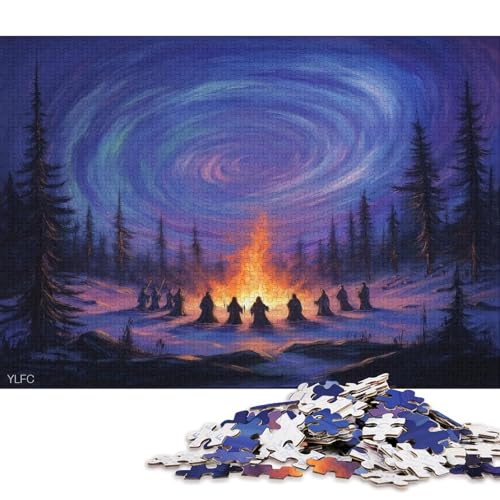 Northern Lighta with Wizards Puzzle HolzKunst Premium Polarlichter Nordlichter GesKükenlichkeitsspielPoster Puzzles Für Erwachsene Und Kinder Ab 13 Jahren 1000pcs (75x50cm) von DUABELPHF
