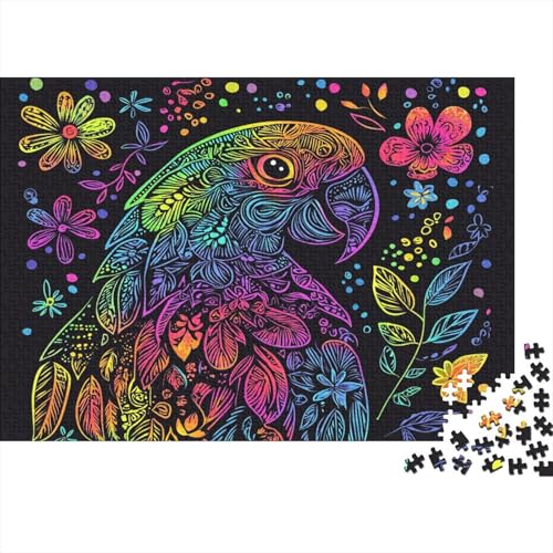 Papagei Parrot Puzzle HolzKunst Premium Polly Kreativ Lustiges Tier Plakat Papageien Puzzles Für Erwachsene Kinder 1000pcs (75x50cm) von DUABELPHF