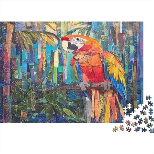 Papagei Parrot Puzzle HolzKunst Premium Polly Tier Plakat Papageien Puzzles Für Erwachsene Teenager Kinder 1000pcs (75x50cm) von DUABELPHF