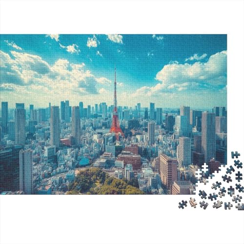 Realistic Scenery of Tokio Tokyo Puzzle HolzKunst Premium Japanische Stadtlandschaft Kreativ Lustiges Puzzles Plakat Für Erwachsene Kinder 1000pcs (75x50cm) von DUABELPHF